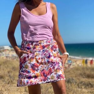 RIPSKIRT Women’s Size S Posey Pink Print Length 1 Wrap Skirt Swim Travel Beach